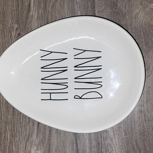 Rae Dunn White Hunny Bunny Plate with Black Text